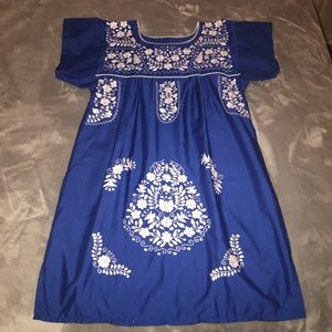 Blue embroidered dress
